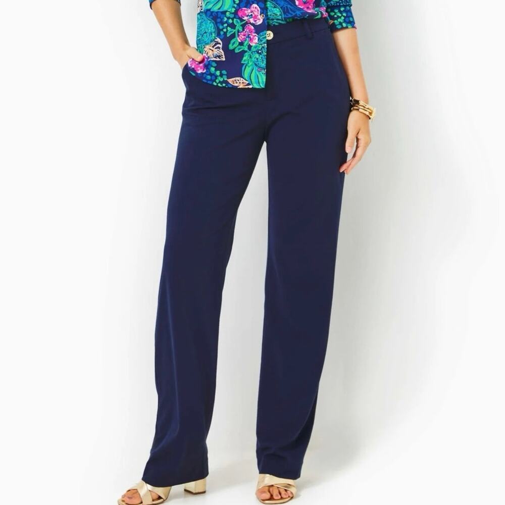Lilly Pulitzer Women’s 12 Lyndie Knit Pants 34 x 31 Straight Wide Leg Trouser